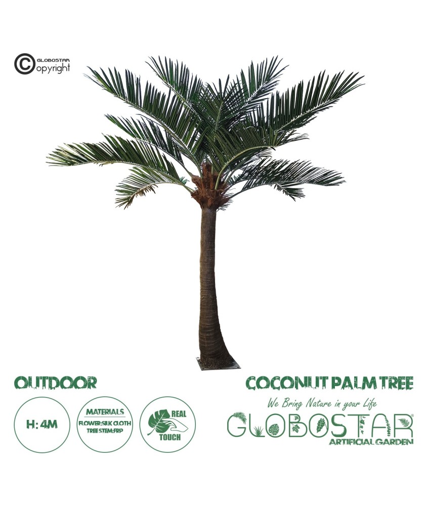 GloboStar® Artificial Garden COCONUT PALM TREE 20442 Τεχνητό Διακοσμητικό Φοινικόδεντρο Κοκοφοίνικας Εξωτερικού Χώρου IP68 UV Certified Protection Υ400cm